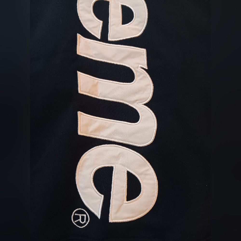 Supreme Navy Sweater with Iconic Vertical Branding - Picture 3 of 5